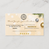 Carte De Visite Merci de Noël pour votre achat avec logo (Devant)