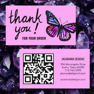 Carte De Visite Merci de papillons pour votre commande de code QR