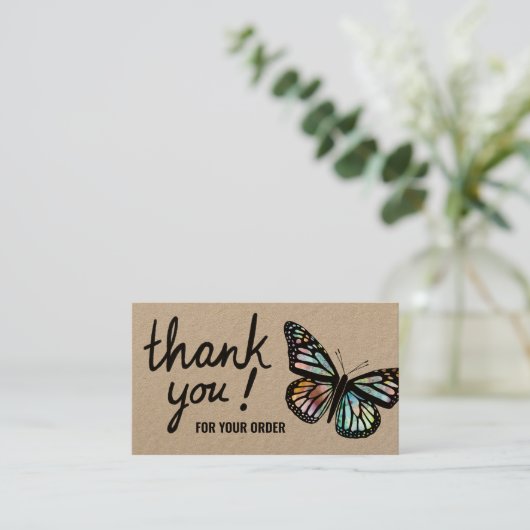 Carte De Visite Merci de papillons pour votre commande QR Code Kra (Debout devant)