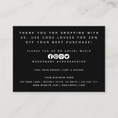 Carte De Visite Merci de Parties scintillant noir minimal pour l'i (Dos)