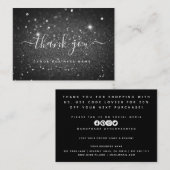 Carte De Visite Merci de Parties scintillant noir minimal pour l'i (Devant / Derrière)