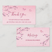 Carte De Visite Merci de Parties scintillant rose cerise en fleurs (Devant / Derrière)