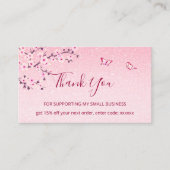 Carte De Visite Merci de Parties scintillant rose cerise en fleurs (Devant)