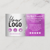 Carte De Visite Merci De Parties scintillant Violet Et Argent (Dos)