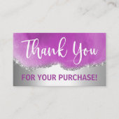 Carte De Visite Merci De Parties scintillant Violet Et Argent (Devant)