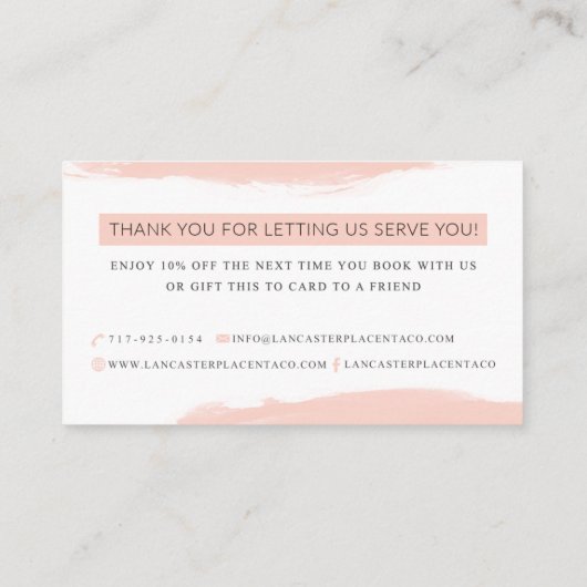 Carte De Visite Merci de placenta de Lancaster (Dos)