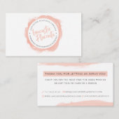 Carte De Visite Merci de placenta de Lancaster (Devant / Derrière)