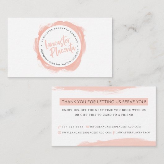 Carte De Visite Merci de placenta de Lancaster (Devant / Derrière)