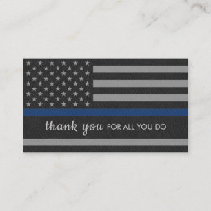 Carte De Visite Merci de police personnalisé Ligne Bleue Mince