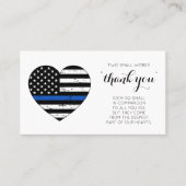 Carte De Visite Merci de police Thin Ligne bleue Drapeau Coeur (Devant)