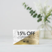 Carte De Visite Merci De Remise En Marbre Élégant Or (Debout devant)