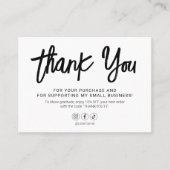 Carte De Visite Merci de script de brosse blanc (Devant)