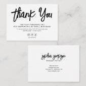 Carte De Visite Merci de script de brosse blanc (Devant / Derrière)