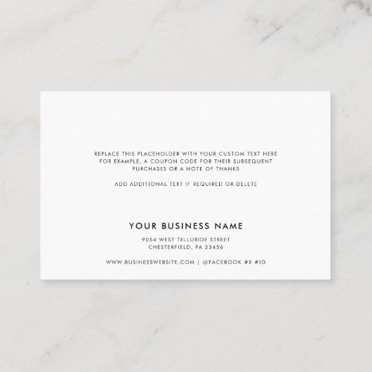 Carte De Visite Merci de script d'entreprise simple (Dos)