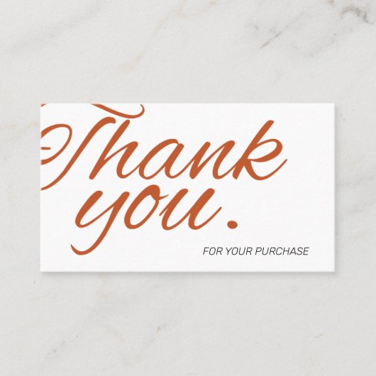 Carte De Visite Merci De Script Élégant Pour Commande Petite Marqu (Devant)