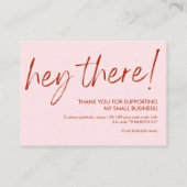 Carte De Visite Merci de script rose et rouge pour votre commande (Dos)