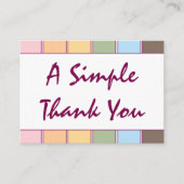 Carte De Visite Merci de script simple et coloré (Devant)