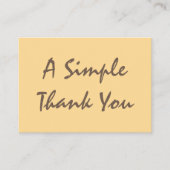 Carte De Visite Merci de script simple jaune doré (Devant)