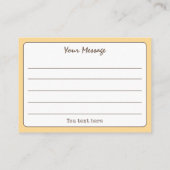 Carte De Visite Merci de script simple jaune doré (Dos)