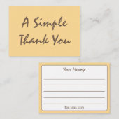 Carte De Visite Merci de script simple jaune doré (Devant / Derrière)