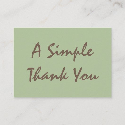 Carte De Visite Merci de script simple Sage Green (Devant)