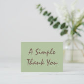 Carte De Visite Merci de script simple Sage Green (Debout devant)
