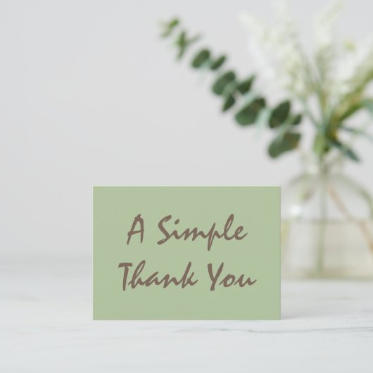 Carte De Visite Merci de script simple Sage Green (Debout devant)