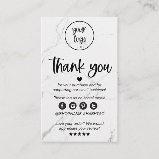 Carte De Visite Merci d'entreprise moderne en marbre pour l'insert (Devant)