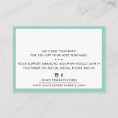 Carte De Visite MERCI d'entreprise moderne insérer serif menthe ve (Dos)