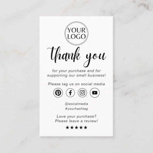 Carte De Visite Merci D'Entreprise Moderne Minimal Pour L'Insertio (Devant)