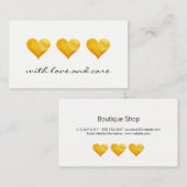 Carte De Visite Merci des Coeurs Or mignons (Devant / Derrière)