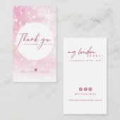 CARTE DE VISITE MERCI D'ÉTOILE DE COULEUR D'EAU ROSE BLANCHE (Devant / Derrière)
