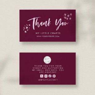 Carte De Visite Merci Doodle Stars Entreprise Cranberry de Taille 