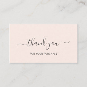 Carte De Visite Merci d'ordre élégant rose pâle Insertion
