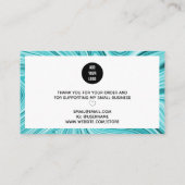 Carte De Visite Merci, écriture moderne, turquoise marbre turquois (Dos)