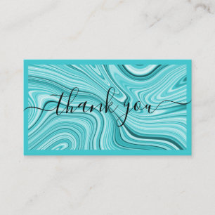 Carte De Visite Merci, écriture moderne, turquoise marbre turquois