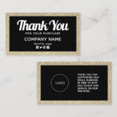 Carte De Visite Merci élégant à cadre doré (Devant / Derrière)
