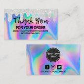 Carte De Visite Merci Elegant Holographic Drift instagram  (Devant / Derrière)