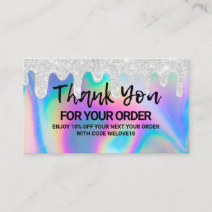 Carte De Visite Merci Elegant Holographic Drift instagram 
