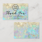 Carte De Visite merci faux parties scintillant opal arrière - plan (Devant / Derrière)