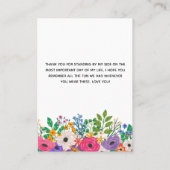 Carte De Visite Merci Floral Bridesmaid Favoriser l'écran d'oreill (Dos)