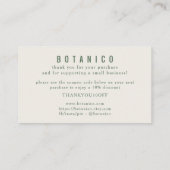 Carte De Visite Merci floral de crème végétale moderne  (Dos)