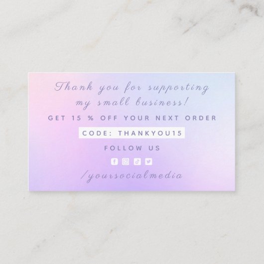 Carte De Visite Merci Gratitude Abstrait rose pourpre Gradient (Dos)
