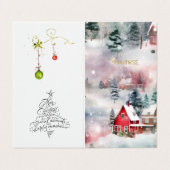 Carte De Visite MERCI Hiver Bonheur Vacances (Extérieur déplié)