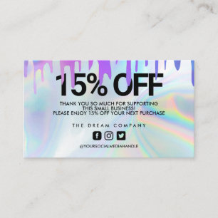 Carte De Visite Merci Holographic Paint Drift à prix réduit