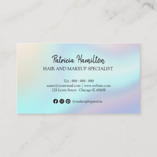 Carte De Visite Merci Holographique Élégant Pour Votre Achat (Dos)