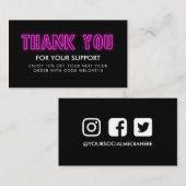 Carte De Visite Merci Magenta Neon Instagram Remise (Devant / Derrière)