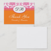 Carte De Visite Merci Mariage rose et orange (Devant / Derrière)