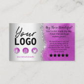 Carte De Visite Merci mauve argenté (Dos)