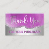 Carte De Visite Merci mauve argenté (Devant)